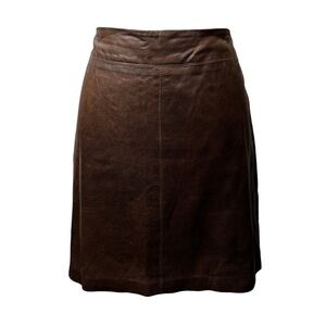 Company by Ellen Tracy Distressed Brown Leather Skirt 10P